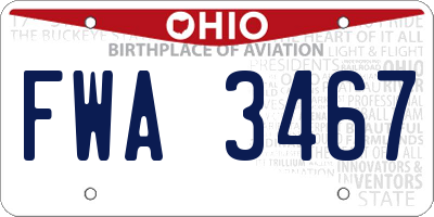 OH license plate FWA3467