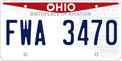 OH license plate FWA3470