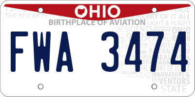 OH license plate FWA3474