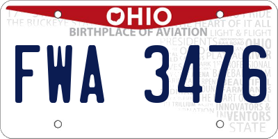 OH license plate FWA3476