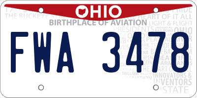 OH license plate FWA3478