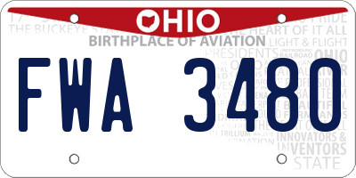 OH license plate FWA3480