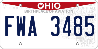 OH license plate FWA3485