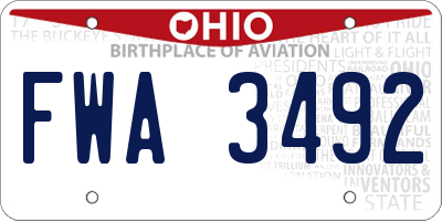 OH license plate FWA3492