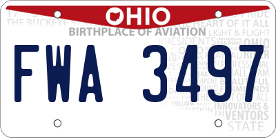 OH license plate FWA3497