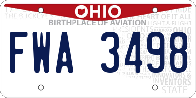 OH license plate FWA3498