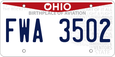 OH license plate FWA3502