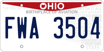 OH license plate FWA3504