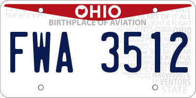 OH license plate FWA3512