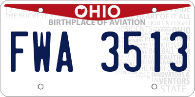 OH license plate FWA3513