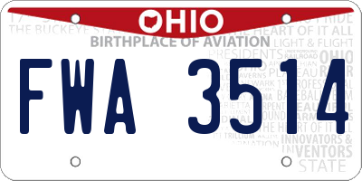 OH license plate FWA3514