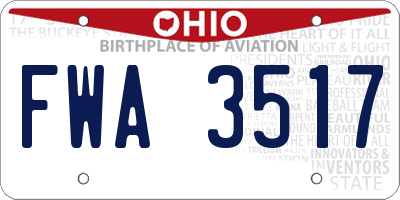 OH license plate FWA3517