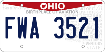 OH license plate FWA3521