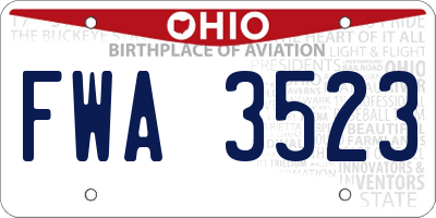 OH license plate FWA3523