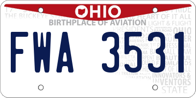 OH license plate FWA3531