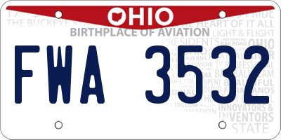 OH license plate FWA3532