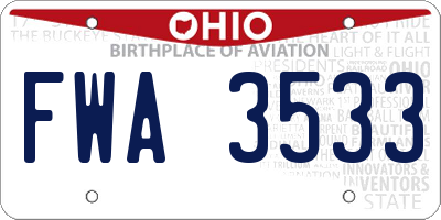 OH license plate FWA3533