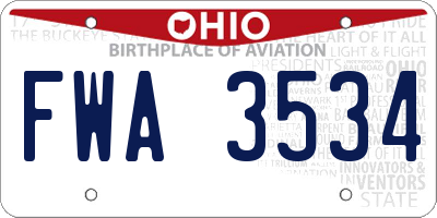 OH license plate FWA3534