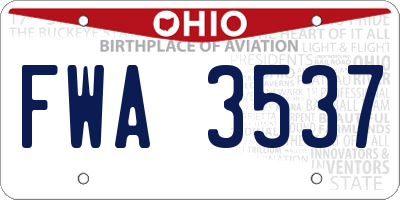 OH license plate FWA3537