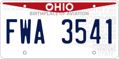 OH license plate FWA3541