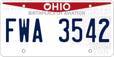 OH license plate FWA3542