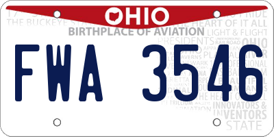 OH license plate FWA3546