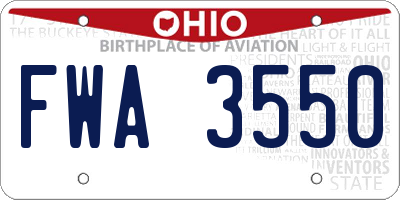 OH license plate FWA3550