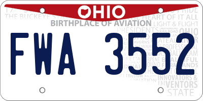 OH license plate FWA3552
