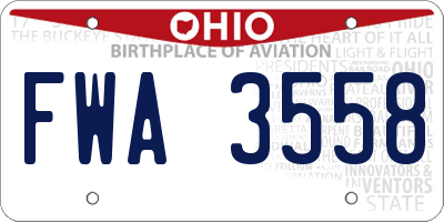 OH license plate FWA3558