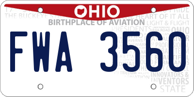 OH license plate FWA3560