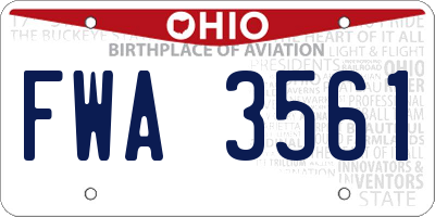 OH license plate FWA3561