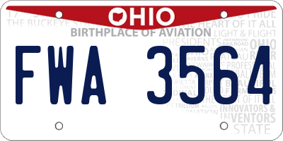 OH license plate FWA3564