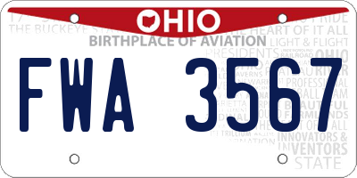 OH license plate FWA3567