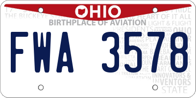 OH license plate FWA3578