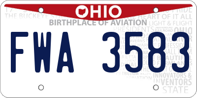 OH license plate FWA3583