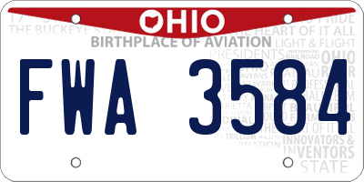 OH license plate FWA3584