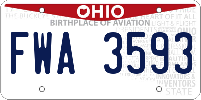 OH license plate FWA3593