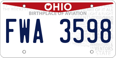 OH license plate FWA3598