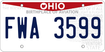 OH license plate FWA3599