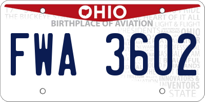 OH license plate FWA3602
