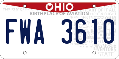 OH license plate FWA3610