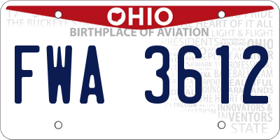 OH license plate FWA3612
