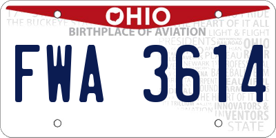 OH license plate FWA3614