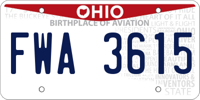 OH license plate FWA3615