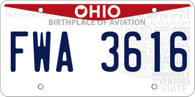 OH license plate FWA3616