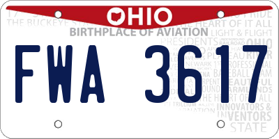 OH license plate FWA3617