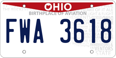 OH license plate FWA3618