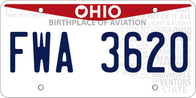 OH license plate FWA3620