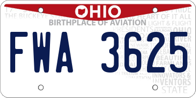 OH license plate FWA3625