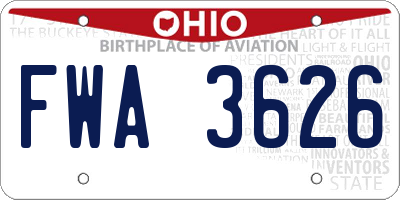 OH license plate FWA3626